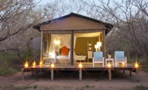 luxury tent Hoedspruit 2-night stay for 2 people full board romantic turndown breakfast lunch dinner massage