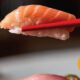 A Sushi Platter and a Glass of Wine at Urchin Restaurant