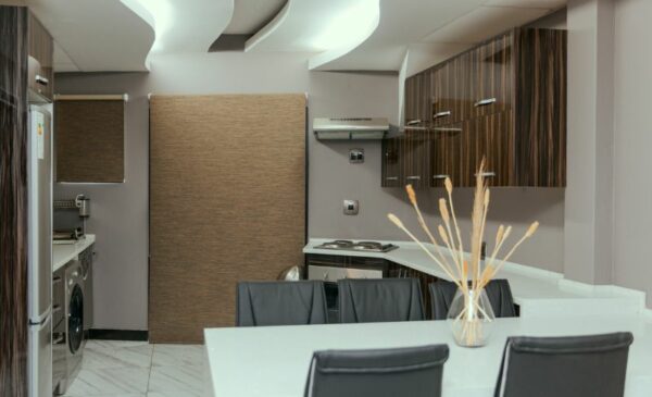 The kitchen in the Deluxe King Suite at the Monte La Vue Hotel in Sandton