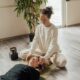 A woman undergoing energy healing
