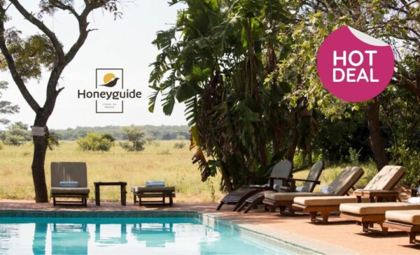 The pool area at the Honeyguide Tented Safari Ranger Camp at the Entabeni Safari Conservancy