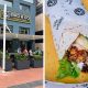 A collage of the outside of and a light meal made by Bird & Co at Gateway Mall