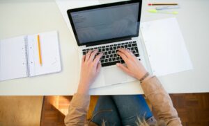 A person completing online CompTIA Network+ Certification course from Skill Up