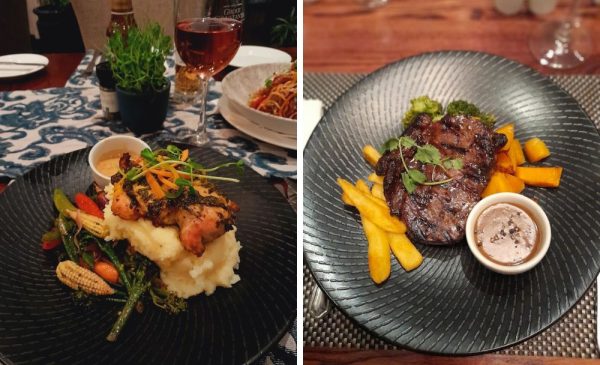 A collage of the food available at The Clipper Restaurant at The Commodore Hotel at the V&A Waterfront