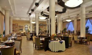 The dining area at The Clipper Restaurant at The Commodore Hotel at the V&A Waterfront