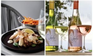 A Seafood Trio Platter with Wine at Bougainvillea Grill