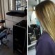 A collage of a woman after getting her hair done and the treatment area at Beauty Haven in Rynfield