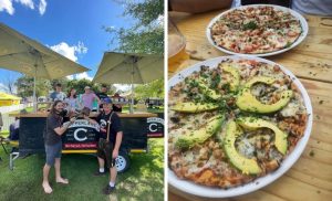A collage of people at Copperlake Breweries and gourmet pizzas in Lanseria