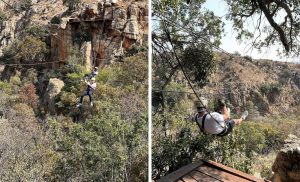 A collage of someone trying a canopy tour at Magaliesberg Canopy Tours in Rustenburg