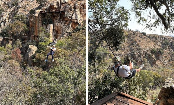 A collage of someone trying a canopy tour at Magaliesberg Canopy Tours in Rustenburg