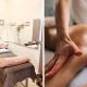 A collage of a treatment area and a woman getting a massage at Toned and Polished in Big Bay