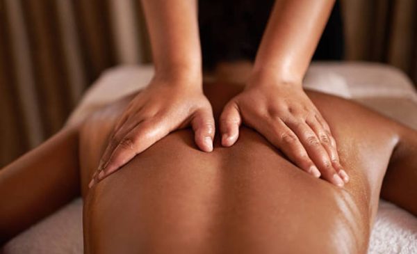 A stock photo of a woman getting a massage