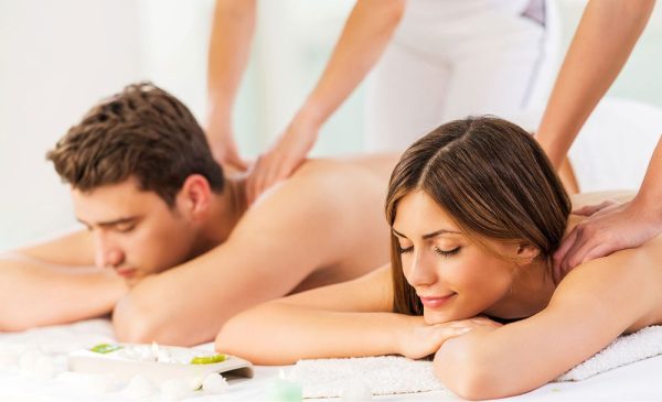 A stock photo of a couple enjoying a massage