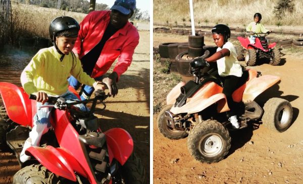 Children during a kiddies quad bike experience from Zwartkops Quadbike Centre in Centurion