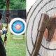 A collage of stock photos of archery and axe throwing