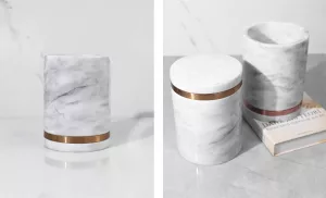 Brass and white canister