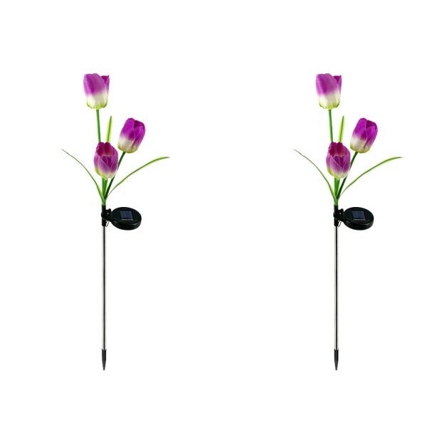 Solar Powered Tulip Flower Outdoor Garden Decoration_4