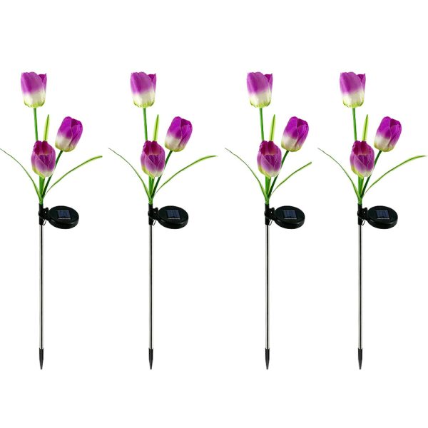 Solar Powered Tulip Flower Outdoor Garden Decoration_5