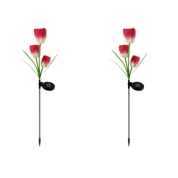 Solar Powered Tulip Flower Outdoor Garden Decoration_7