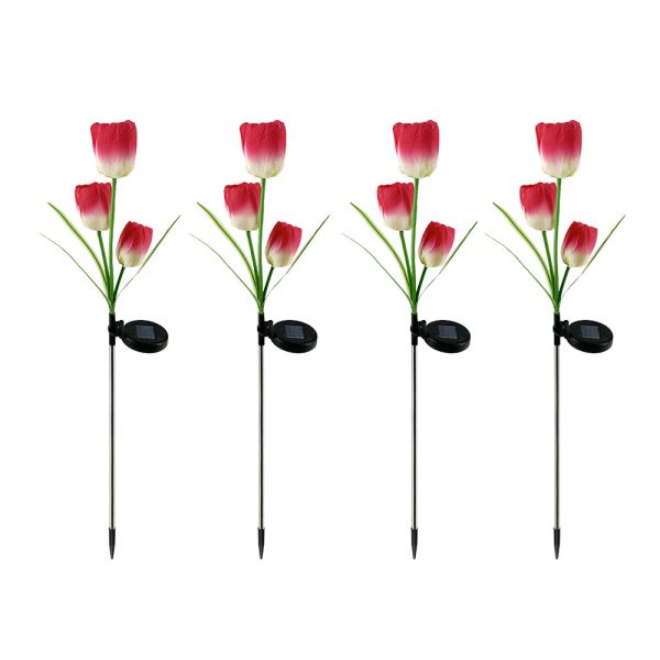 Solar Powered Tulip Flower Outdoor Garden Decoration_8