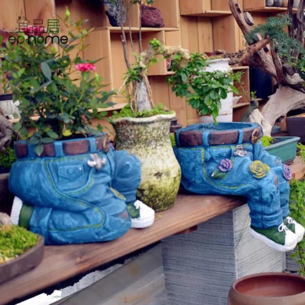 Denim Jeans Resin Outdoor Garden Flower Pot_9