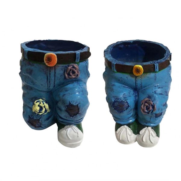 Denim Jeans Resin Outdoor Garden Flower Pot_1