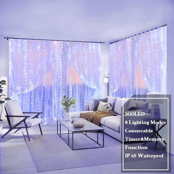 200/300 LED USB Curtain Fairy String Lights with 8 Modes Remote Control Timer_7