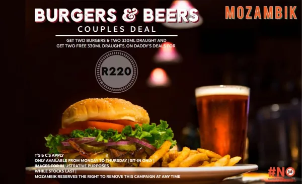 Burger and Beer Special for 2 in N1 City